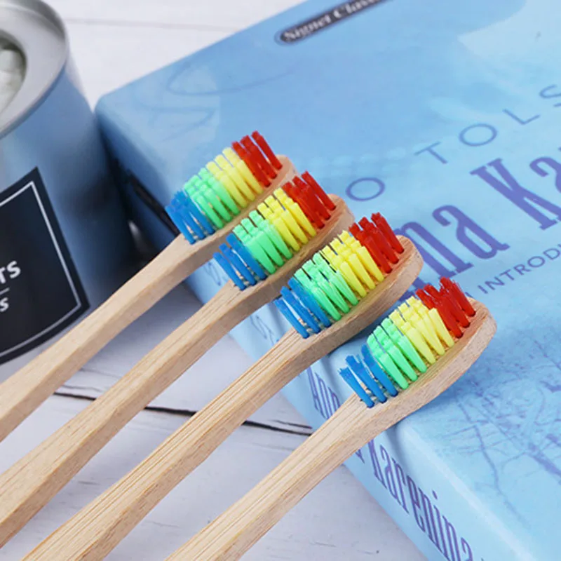 Colorful Natural Bamboo Toothbrush Set Soft Bristle Charcoal Teeth Whitening Bamboo Toothbrushes Soft Dental Oral Care