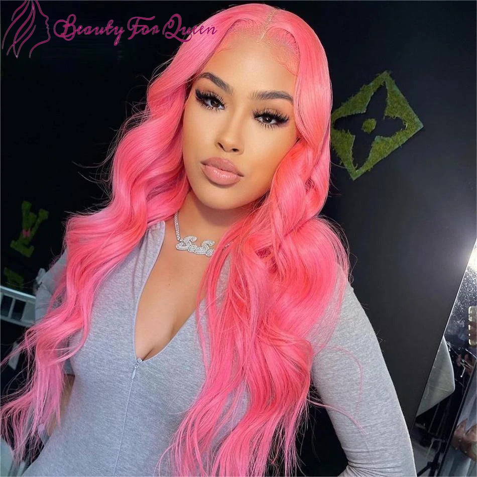 

Pink Colored Body Wave Lace Front Wig Human Hair Wigs 13x4 HD Transparent Lace Frontal Wig Brazilian Remy Wig For Women