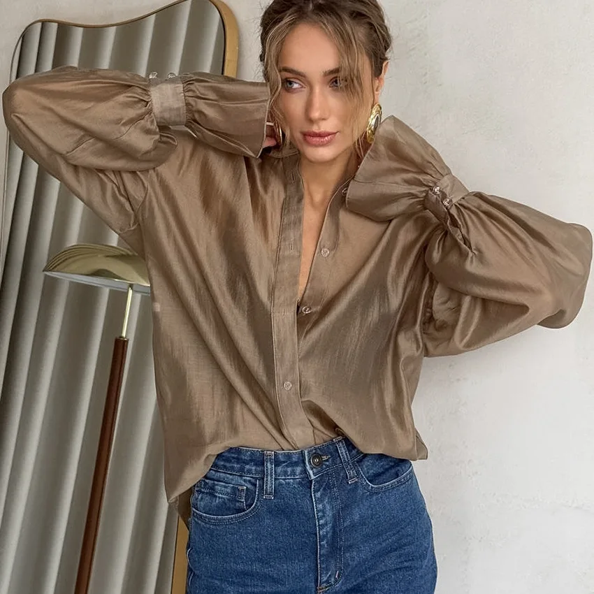 Lady Cloth Autumn. New Style Transparent Long Sleeve Shirt For Women. With A Sense Of Design, Personality, Fashionable Temperame