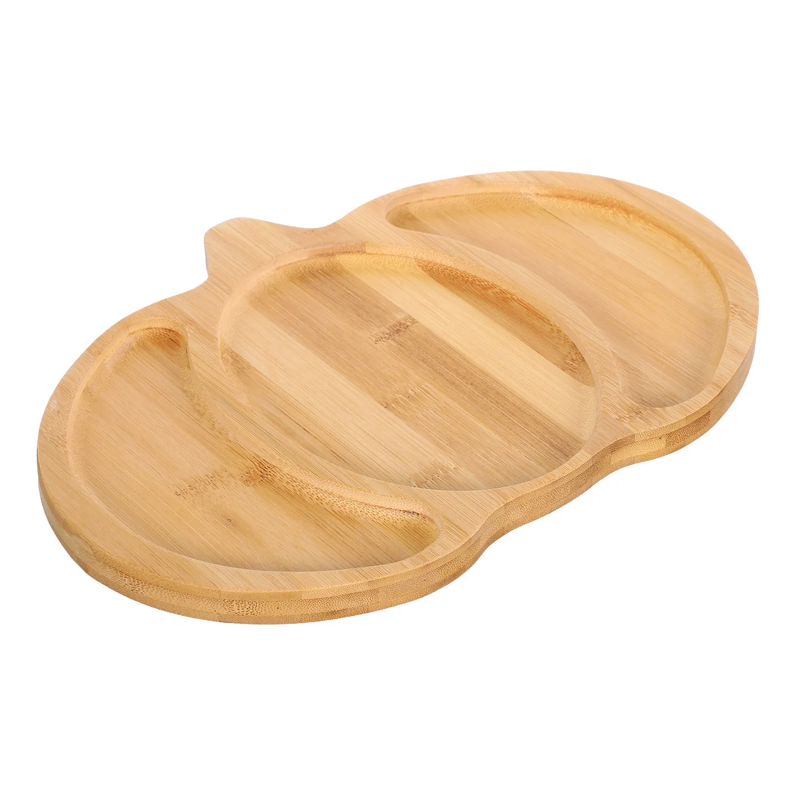 Wooden Pumpkin Serving Platter Bamboo Snack Tray with Smooth Finish 3 Section Layout for Fall Harvest Parties Appetizers