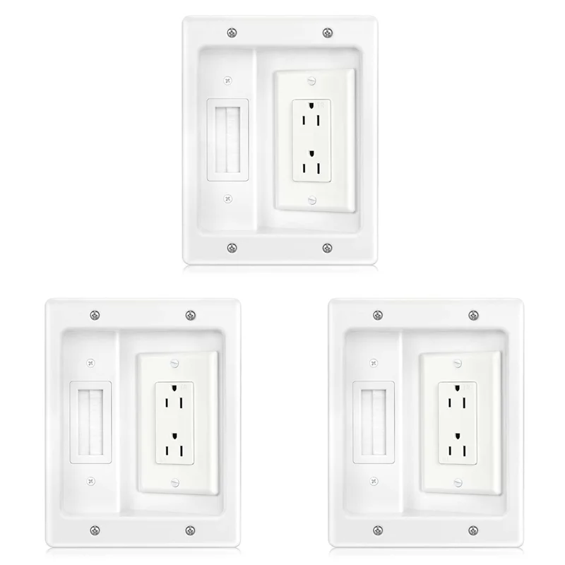 

ABPQ-3X Встраиваемая розетка в настенном комплекте для прокладки кабелей 15A 125V Скрытые кабели питания для телевизора и провода низкого напряжения за стеной