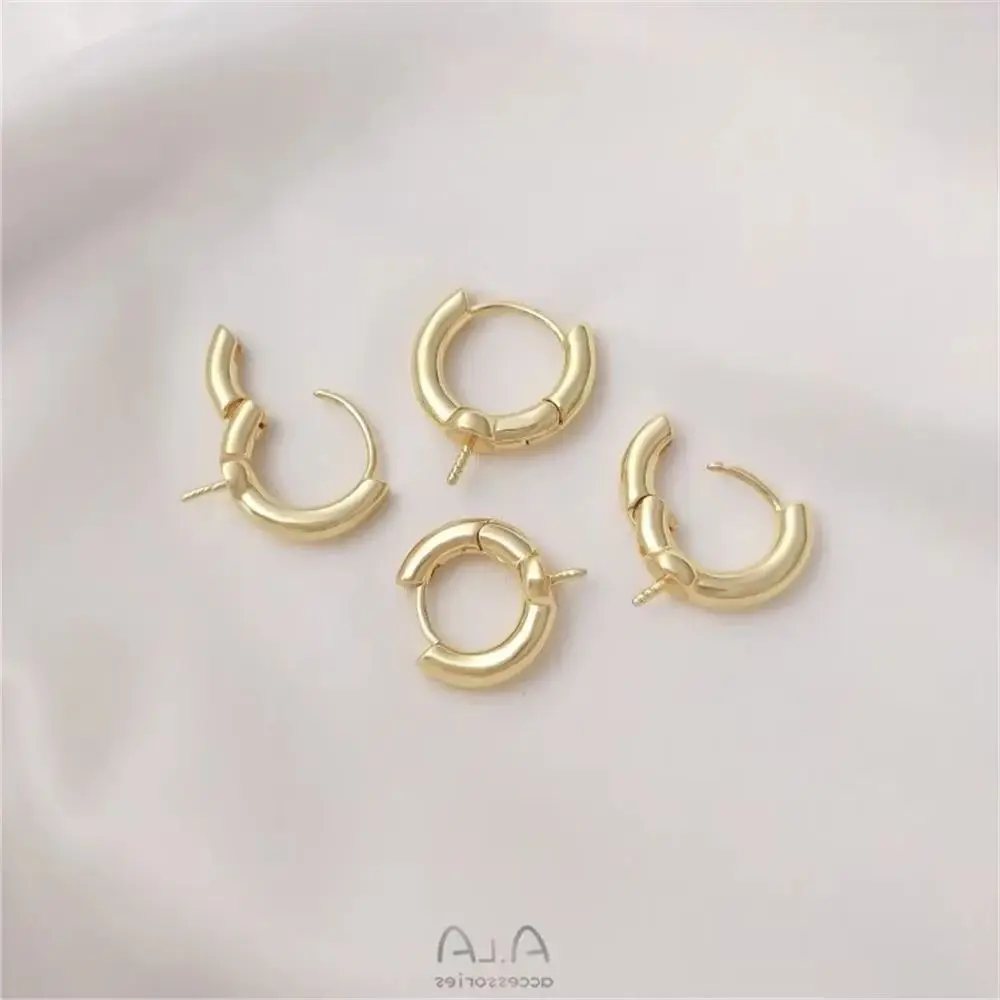 Pearl Earrings 14K Pack with True Gold Round Half Hole Pearl Ear Buckle DIY Handmade Ear Jewelry Metal Accessories E237