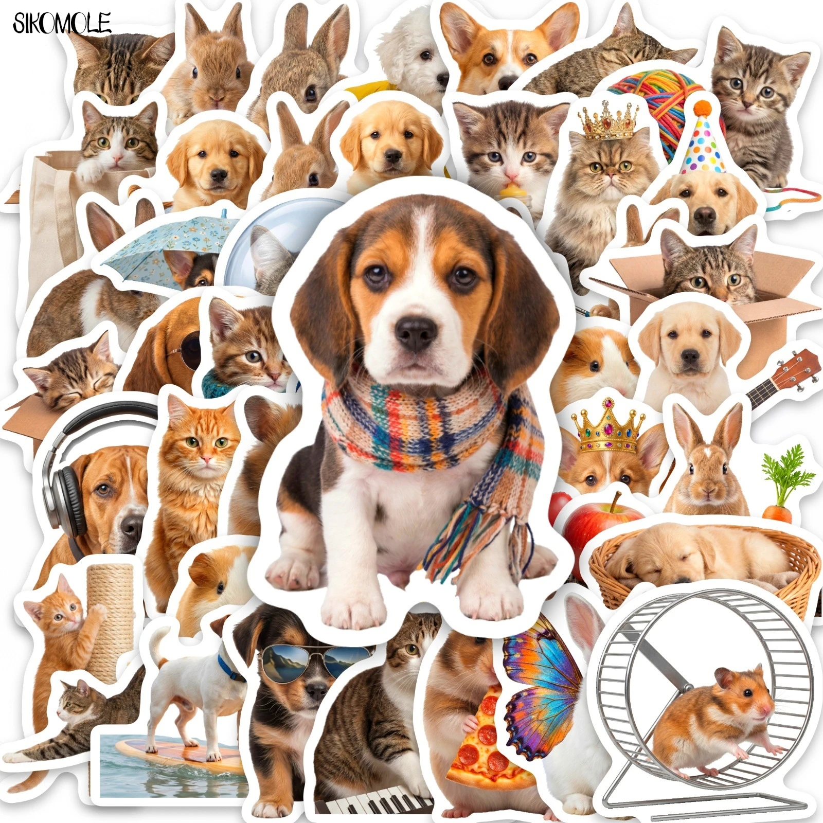 10/30/50PCS Kawaii Animal Stickers Dog Cat Rabbit Stickers Book DIY Skateboard Toys Luggage Suitcase Decoration Graffiti Sticker