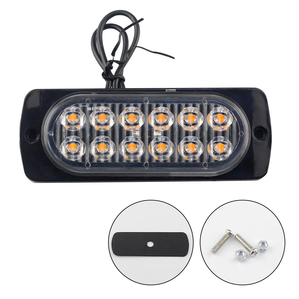 12 Led Strobe Warning Light Cheap Strobe Grille Flashing Lightbar Truck Car Beacon Lamp Amber Traffic Light 12V 24V Car Light