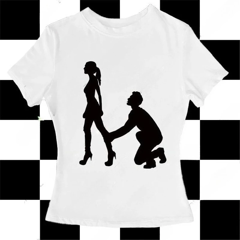 Y2K Women's T-shirt Hip Hop Rock Fashion Aesthetic Stylish Solid Color Print Daily Work Casual Round Neck Basic Women's Tops Y2K