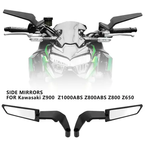 Motorcycle Side View Mirror For Kawasaki Z1000 Z900 Z800 Z750 Z650 Z400 Z300 Z250 Z125 Rearview Mirrors Kits Rotate Adjustable