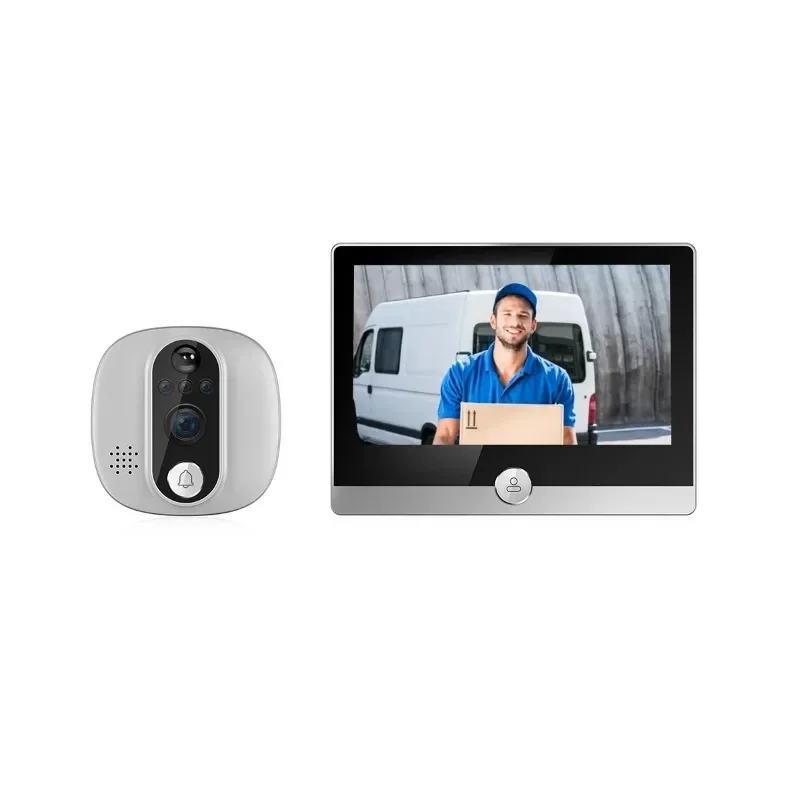 Video Doorbell WiFi Peephole Door Bell IP Camera 1080P With 4.3inch Display Screen Smart Life Works With Alexa Google Home