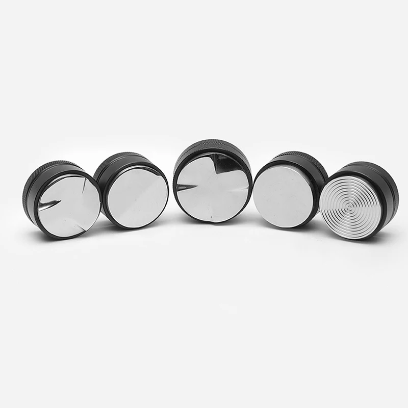 51/53/58/MM Coffee Tamper Stainless Steel Coffee Distributor Coffee Powder Hammer Convex, Flat,Thread,3 /4Angled Slopes Base