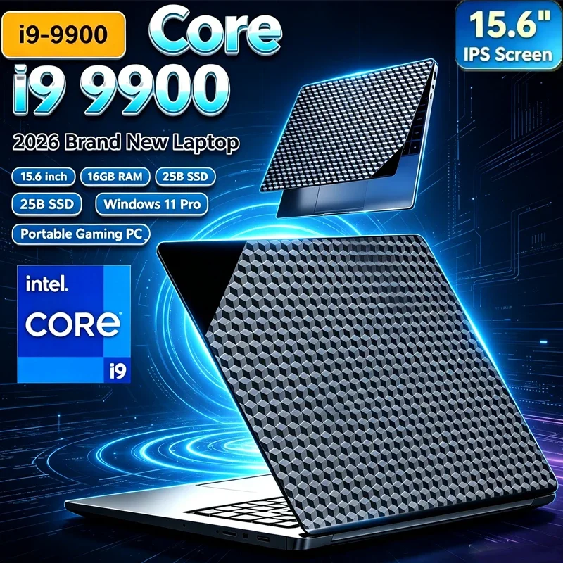 2026 Office Laptop Intel Core I9 9900 15.6 Inch 4K HD 16GB RAM 1TB SSD Windows 11 Portable Slim Gaming Computer PC