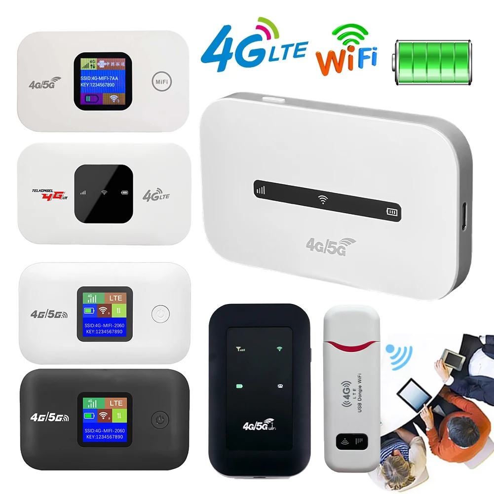 4G Pocket WiFi Router Portable Mobile Hotspot 150Mbps Wireless Modem 2100mAh Broadband with SIM Card Slot Wide Coverage