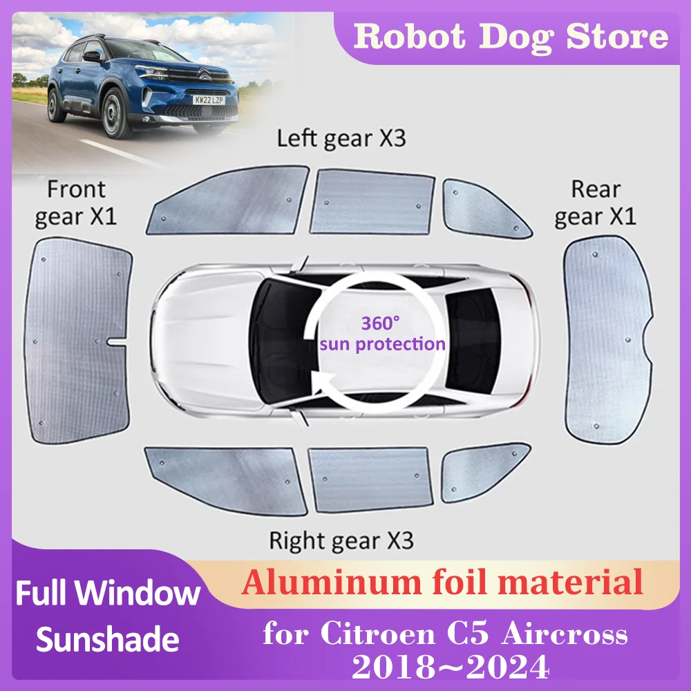 

Full Coverage Sunshades for Citroen C5 Aircross 2018~2024 Side Roof Windows Visor Windshield Curtain Sunroof Cover Accessories