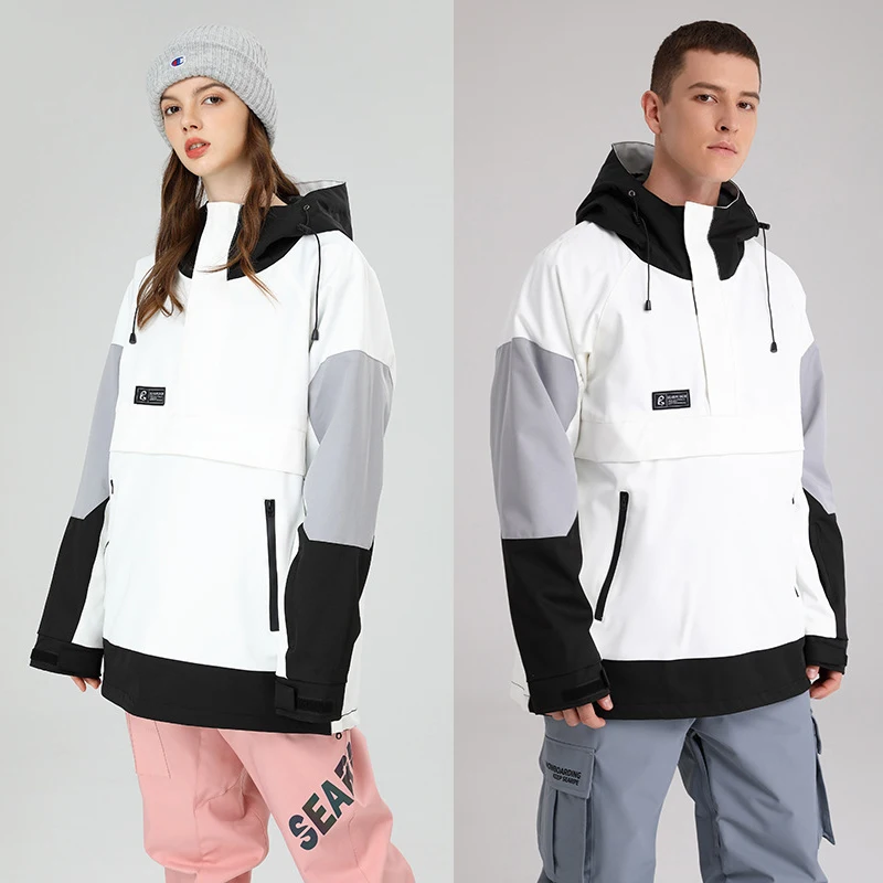 Ski Jacket Women Men Sports Snowboard Jacket Winter Sweater Hooded Waterproof Breathable Colorblock Ski Top Snow Coat Clothes