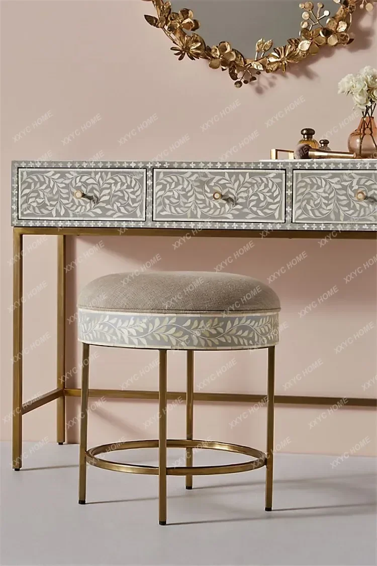 YYZL   light luxury bedroom modern simple dressing table stainless steel painted metal desk neoclassical