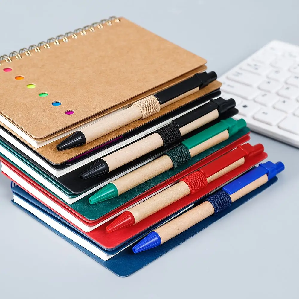 

1pcs Notepad Spiral Book Coil Line Inner Page Notepad Colored Index Tabs Page Markers Kraft Paper Cover For School Office