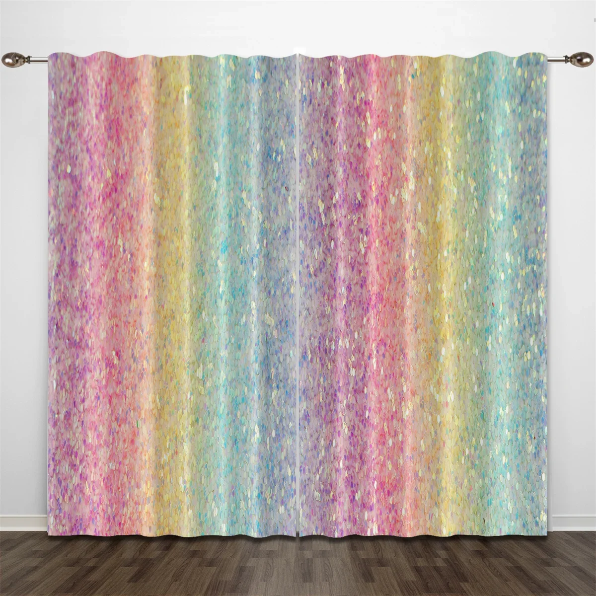 3D Print Moden Rainbow Pencil Kids Child Light Filtering Drapes Theme Decorative 2 Panels Thin Curtains For Bedroom Living Room