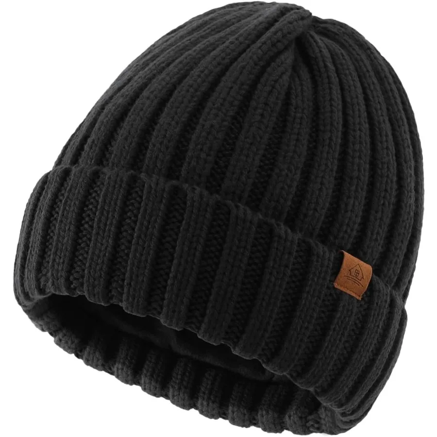 

Home Prefer Mens Winter Hat Wool Fleece Lined Knit Beanie Hat Warm Stocking Caps
