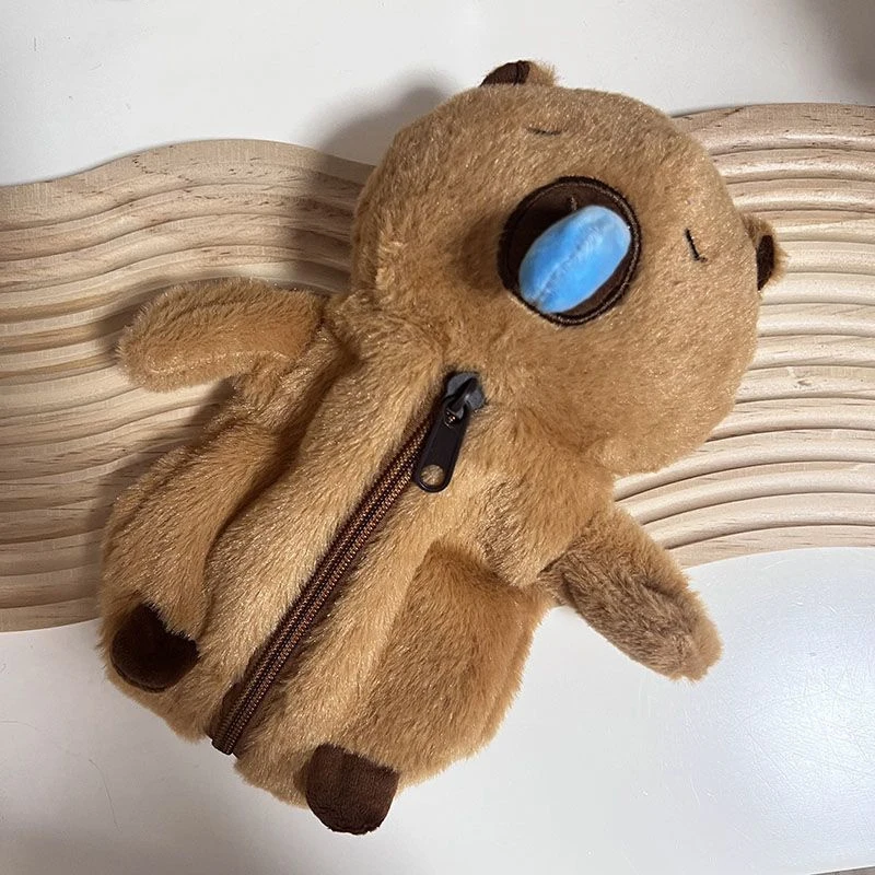 Large Capacity Capybara Plush Pen Bag Animal Doll Soft Cartoon Capybara Plush Doll Animal Cute Capibara Plush Pencil Pouch