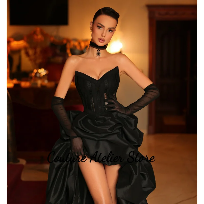 2027 A-Line Prom Evening Dresses Sweetheart High Low Black Long Night Party Dress Sexy Cocktail Prom Gowns Customized