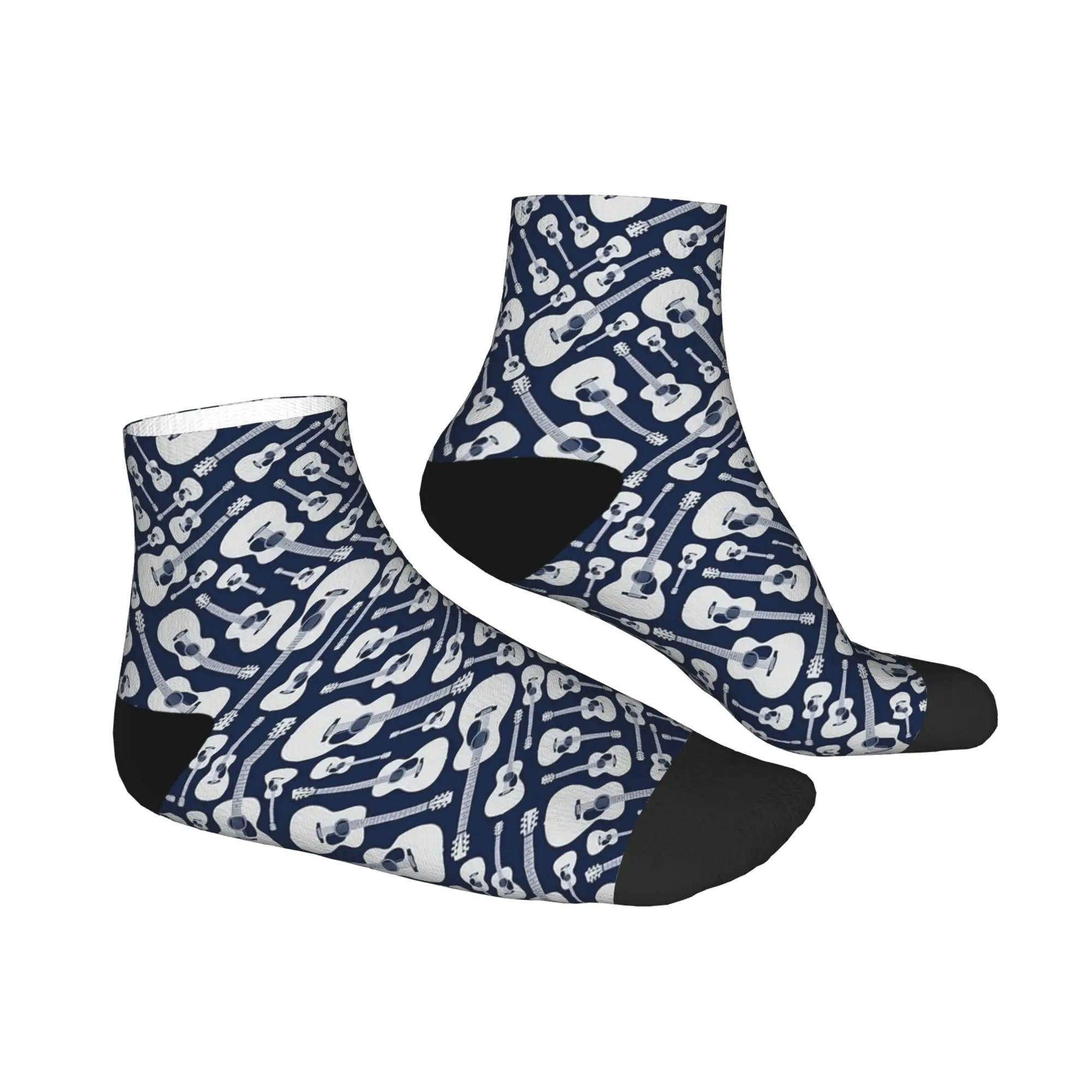 Guitarra acústica azul tema meias moda tornozelo meias verão antiderrapante casal design confortável correndo esportes meia casual
