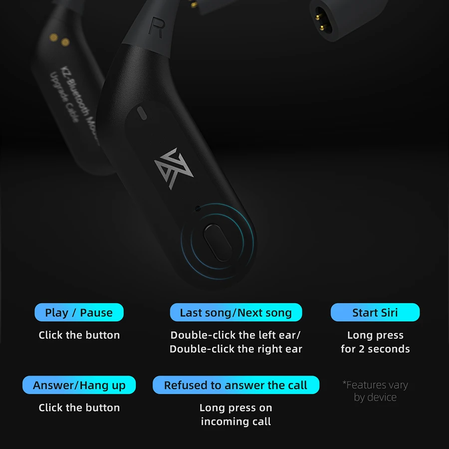 KZ AZ09 Pro Wireless Headphones Adapter Cable QCC3040 Bluetooth 5.2 Module Upgrade Cable Ear Hook C Pin With Charging Case