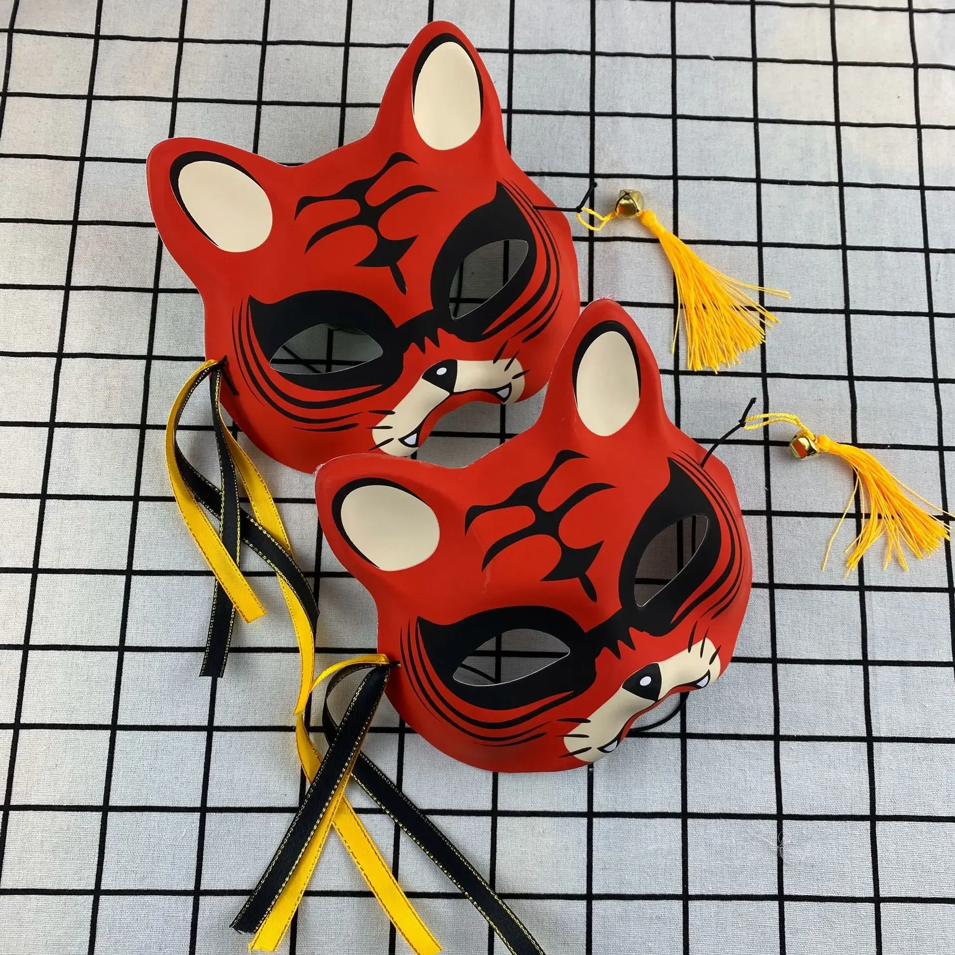 Hand-painted Cat Fox Mask Masquerade Halloween Festival Cosplay Prop Japanese Mask Half Face Anime Demon Slayer