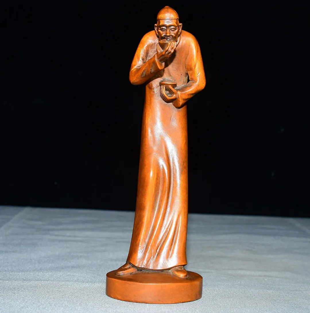 Old Boxwood vocal imitation performance Old Beijing Statue of talented artist statue Study screen Amass wealth Ornaments