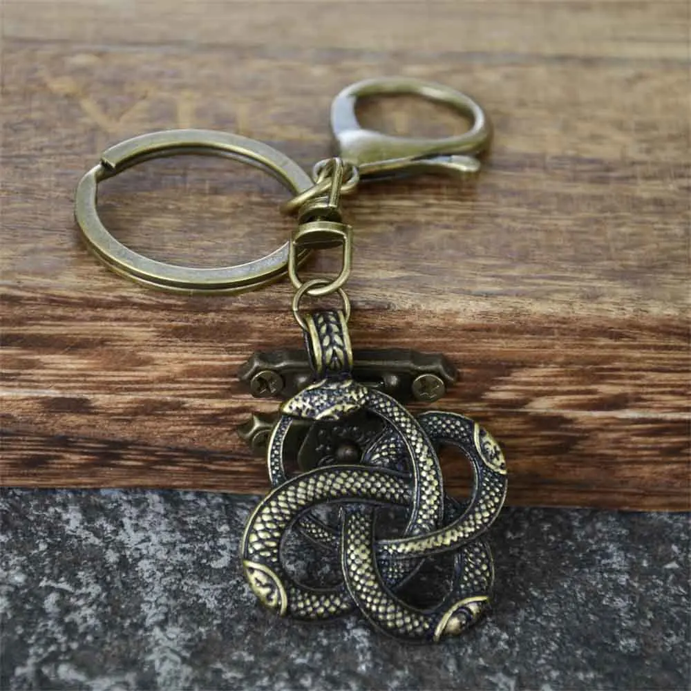 Snake Pendant Viking Self-devourer Ouroboros Gothic Keychain For Mens Womens Key Accessories Holders