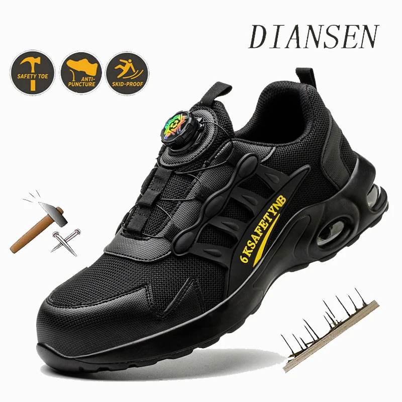 أحذية أمان للرجال أحذية وسادة هوائية خفيفة الوزن أحذية رياضية للعمل غطاء صلب لأصبع القدم أحذية غير قابلة للتدمير أحذية مقاومة للثقب قابلة للتنفس