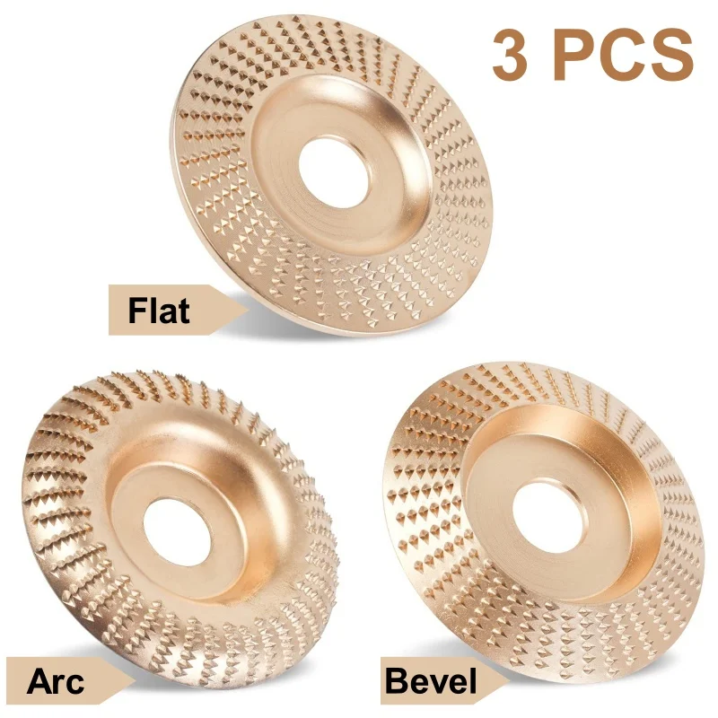 3pcs Woodworking Carving Wheel Polishing Wheel Versatile Sanding Disc Wood Shaping Tool Abrasive Disc 16mm Inner Diameter
