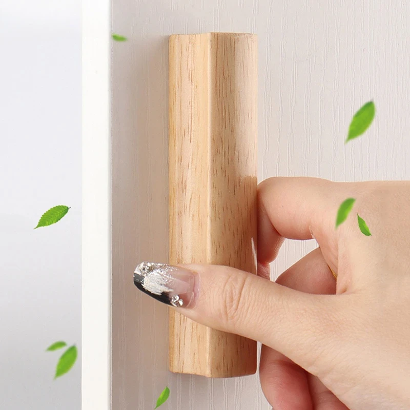Natural Wooden Cabinet Handle Rubberwood Rural Drawer Knobs and Handles Wardrobe Pull Door Hardaware