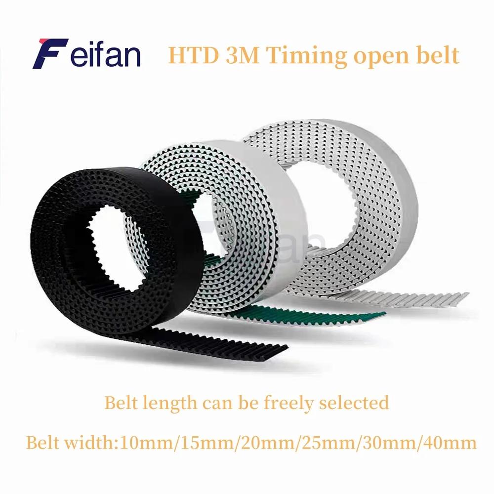 

HTD 3M PU Open Belt Width: 10mm /15mm/20mm/25mm/30mm/40mmTiming Polyurethane Transmission Belt For 3DPrinters Etc High Quality,