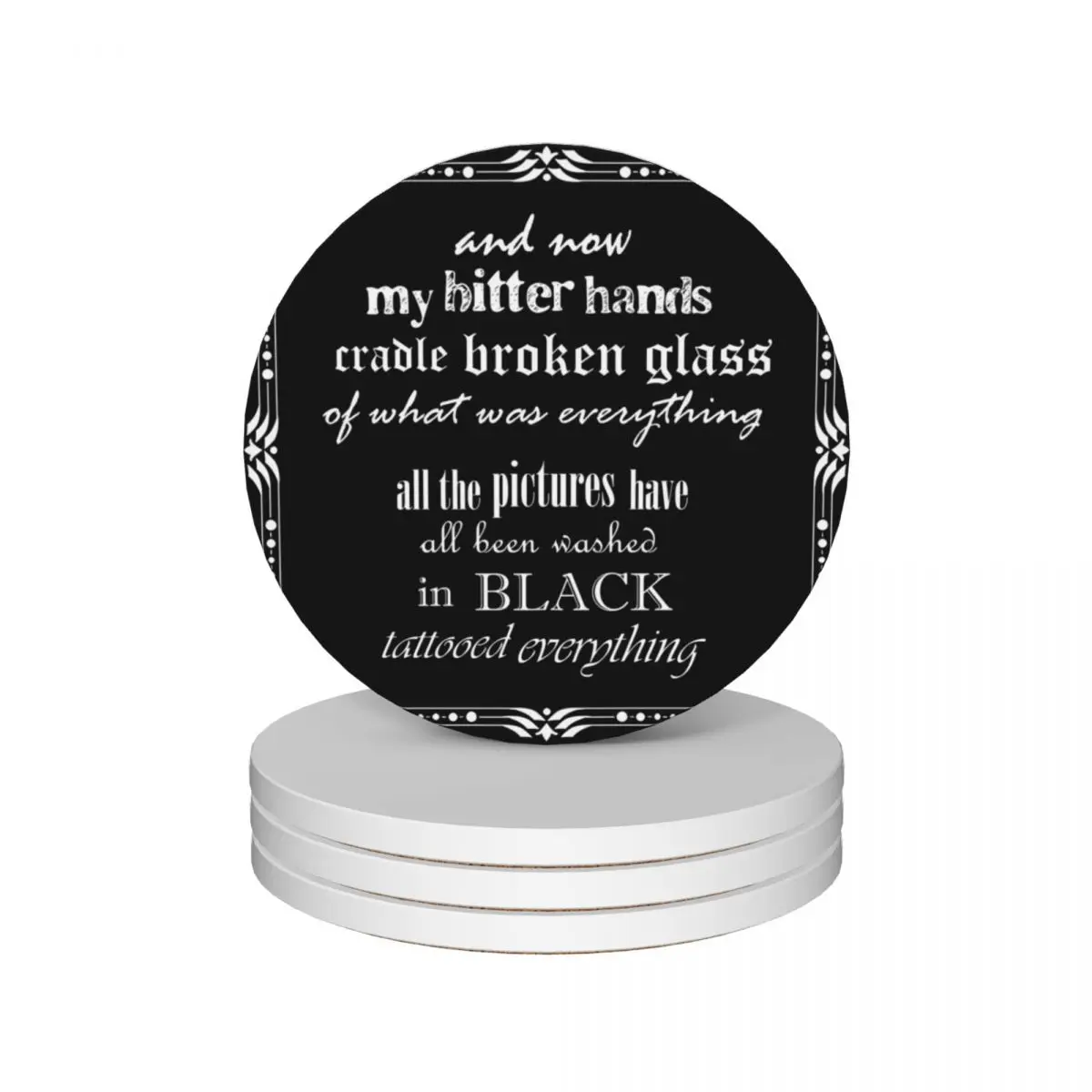 Black lyrics Ceramic Coasters (Set of 4) cup holder ceramic ceramic stand Coasters