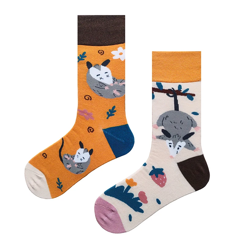 

Original Design Cute Opossum Cotton AB Trend Crew Socks Unisex Funny Cartoon Irregular Socks Women Men Skateboard Long Socks