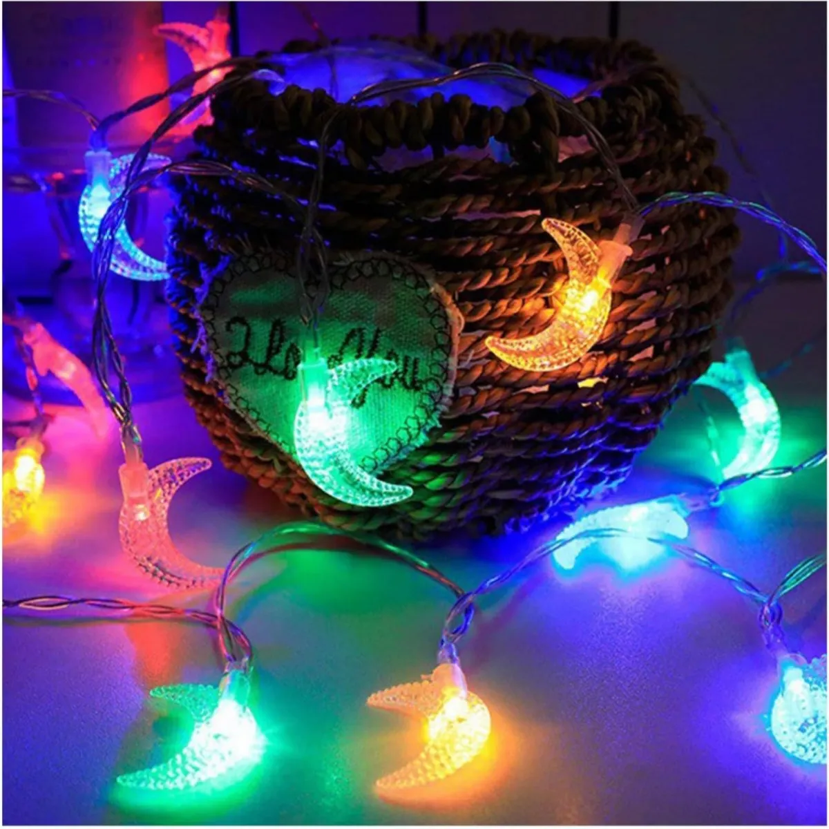 1pc LED Bubble Moon String Lights Ramadan Mubarak Atmosphere Lamp Battery Operated Perfect For Home Garden Bedroom Outdoor Decor