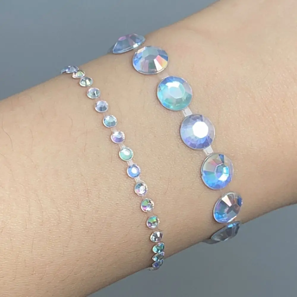 Body Colored Diamonds Adhesive Face Decal Hair Rhinestone Decoration Long Rhinestone Strip Sticker Temporary Tattoo Stickers