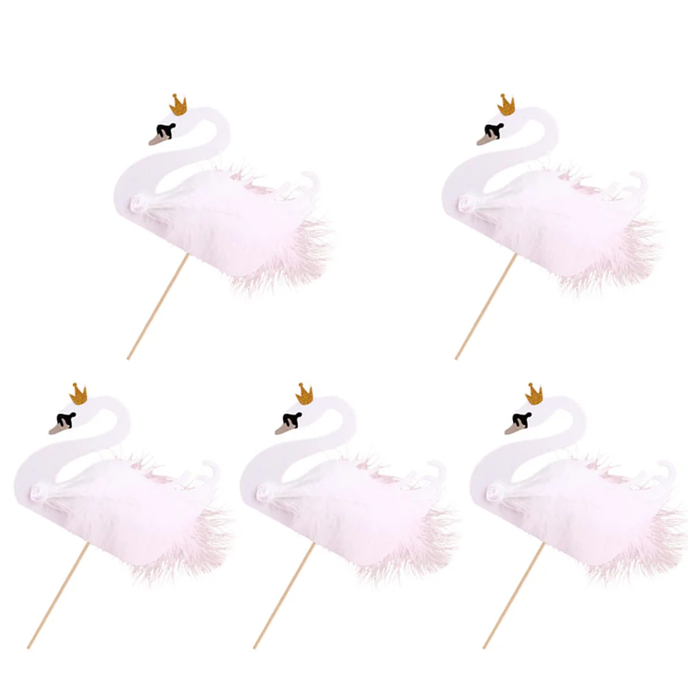 

5pcs Swan Decoration Birthday Wedding Cupcake Picks Decorations Party Wedding Cake Decorations Supplies Topper Sculpture
