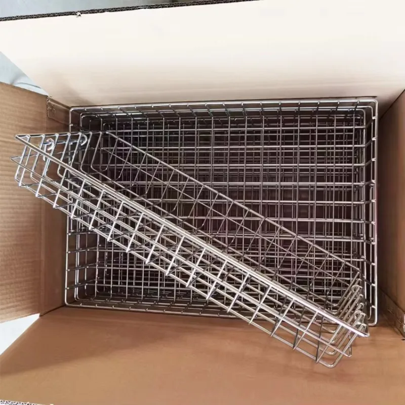 stainless steel kitchen cabinet pull-out drawer storage basket Rectangular metal storage basket