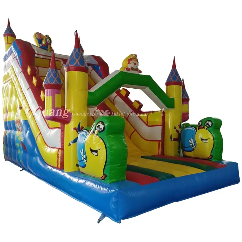 High Quality Large Two-Lane Jungle Outdoor Park Commercial Inflatable Dry Slide Circus Clown Inflatable Children's Slide