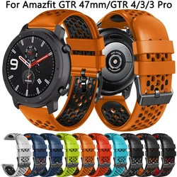 22mm Strap For Xiaomi Huami Amazfit GTR 47mm Silicone Watch Band for Amazfit GTR4 GTR3 Pro GTR 4/3/2E Breathable Bracelet Correa