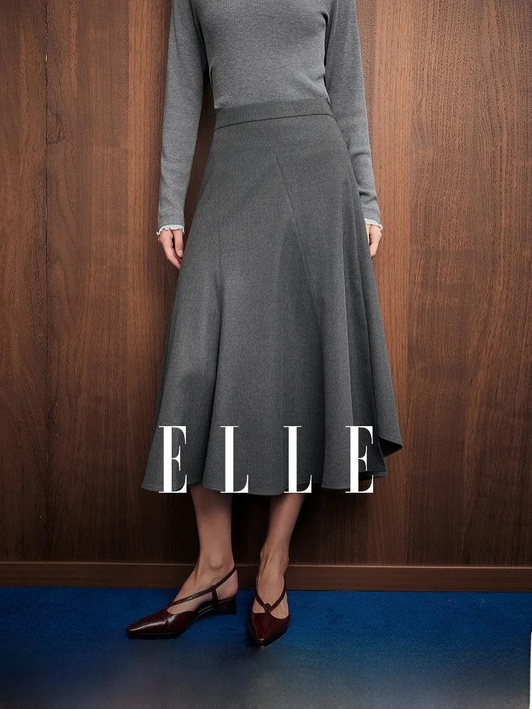 

Elegant Asymmetrical Fish Tail Skirt Women's High Waist Polyester Blend Skirt for Commute Daily Wear ELLE Premium Style