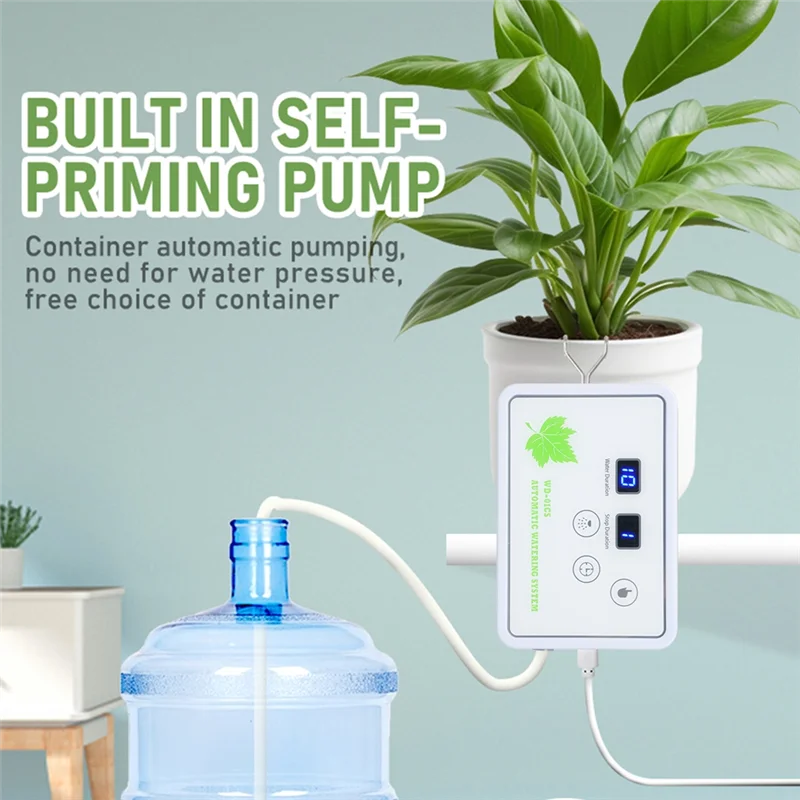 A88E-Automatic Watering System Timeable Plant Waterer Built-In Self-Priming Pump Smart Timed Watering Timer 2M 16 Potted