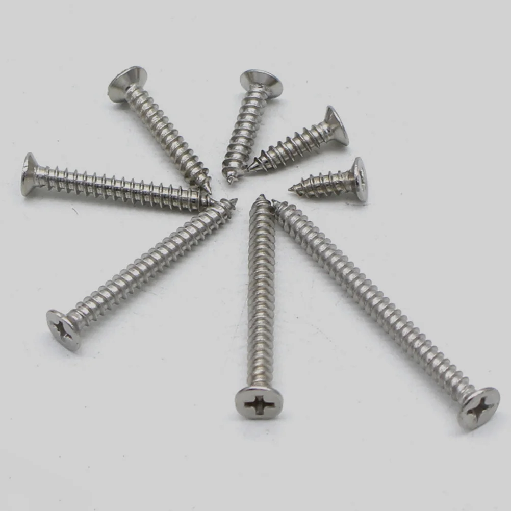 

300Pcs Stainless Steel Flat Head Self-Tapping Screws Assorted M4x12 16 25mm for Wood Plastic Metal Sheet Metal Wall Plate Screws