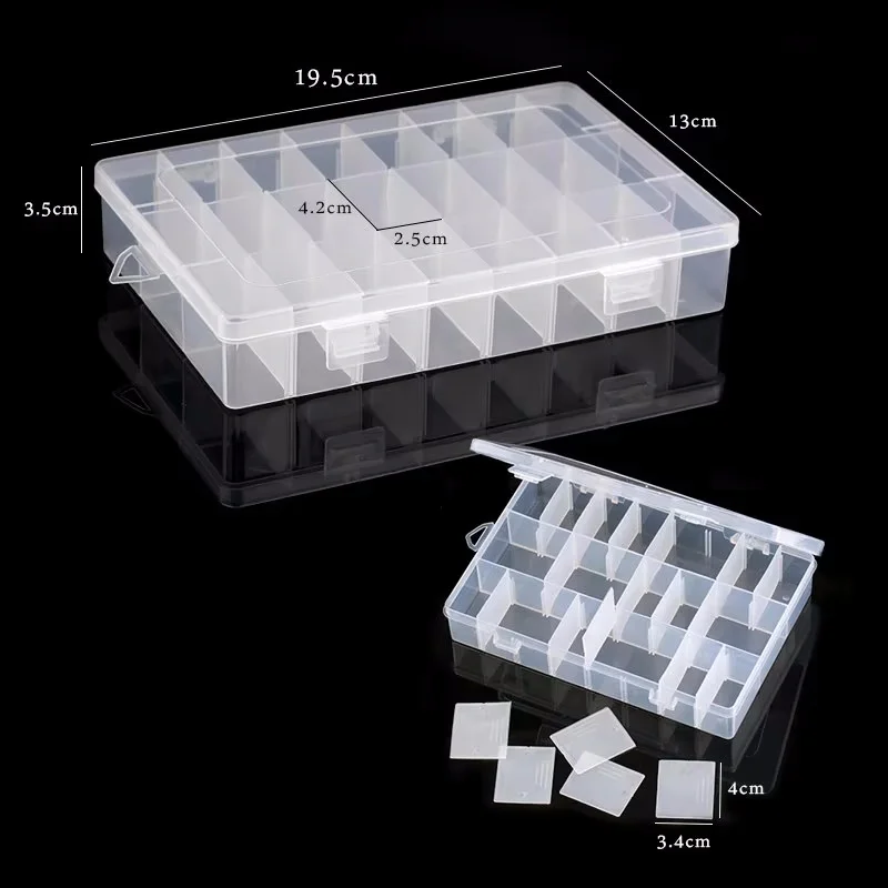 1Pcs Transparent Plastic Storage Jewelry Box Compartment Adjustable Container For Beads Earring Box Jewelry Rectangle Box Case