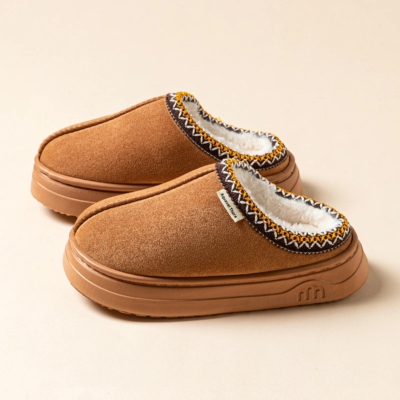 Couples Bedroom Girl's Winter Leisure Plush Slippers Warm Home Fashion Simple Soft Sole Women's Non-slip Fuzzy Indoor Shoes