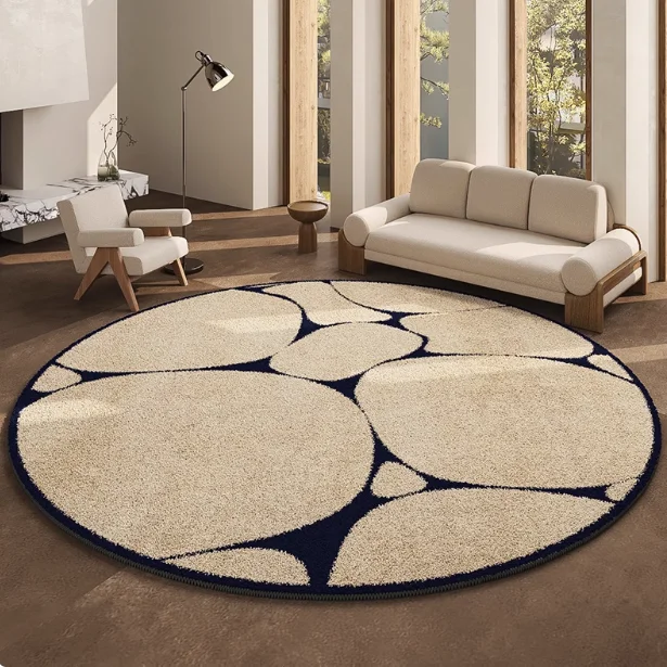

Modern Machine Washable Home Area Rugs Round Polyester Anti-Slip Mats Printed Fluffy Home Carpets
