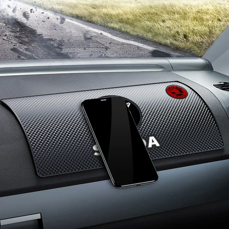 Car Non-Slip Mat Interior Dashboard Phone Silicone Anti-Slip Pad For Skoda Octavia Superb Kodiaq Karoq Scala Rapid car stuff view 6