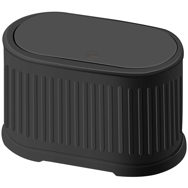 1 PCS Mini Trash Can With Lid 4L Small Kitchen Compost Bin Countertop Trash Can Black