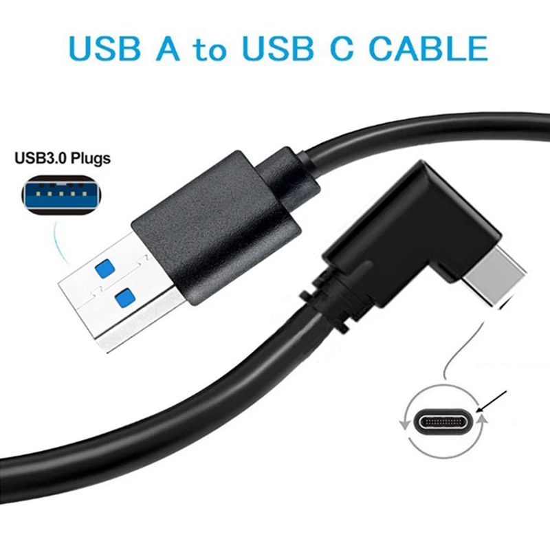 Elbow 90-Degree Data Cable USB3.0 Charging Cable Type-C High-Speed Data Transmission Cable For Oculus Quest 2 (5 M)