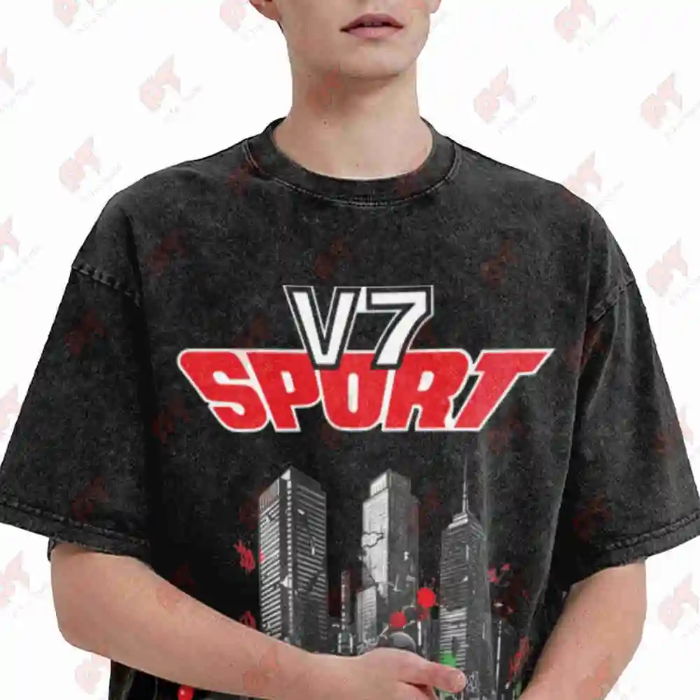 V7 Sport Italian Heritage 750cc Transverse V Twin Cafe Racer Vintage Washed Tee Pure Cotton T-Shirt