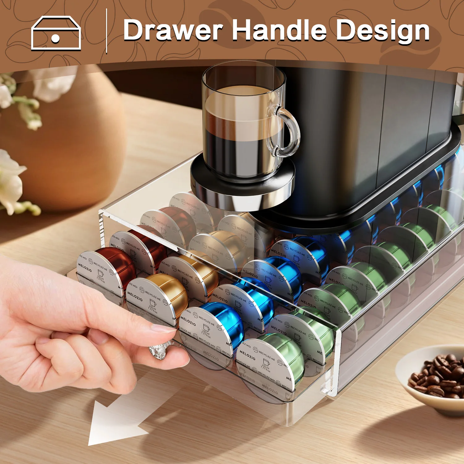 40 Stück Kaffeekapsel-Halter für Nespresso Vertuoline Dolce Verismo Vertuo Transparenter Organizer Aufbewahrungsregal für Kaffeekapseln – Detail 5